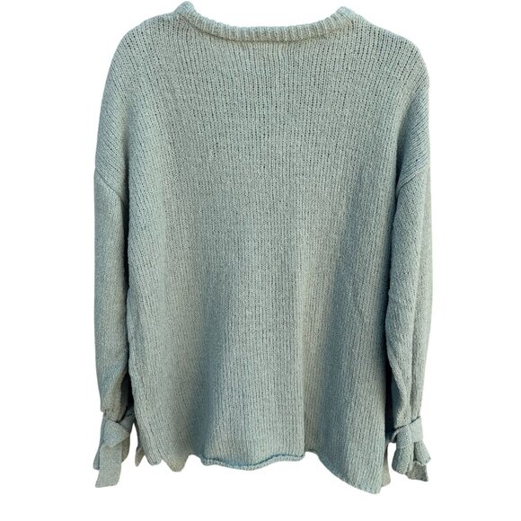 Hint Of Mint Womens Dried Sage Pullover Tie Sleeves Knit Tunic Sweater New XL - Picture 4 of 11